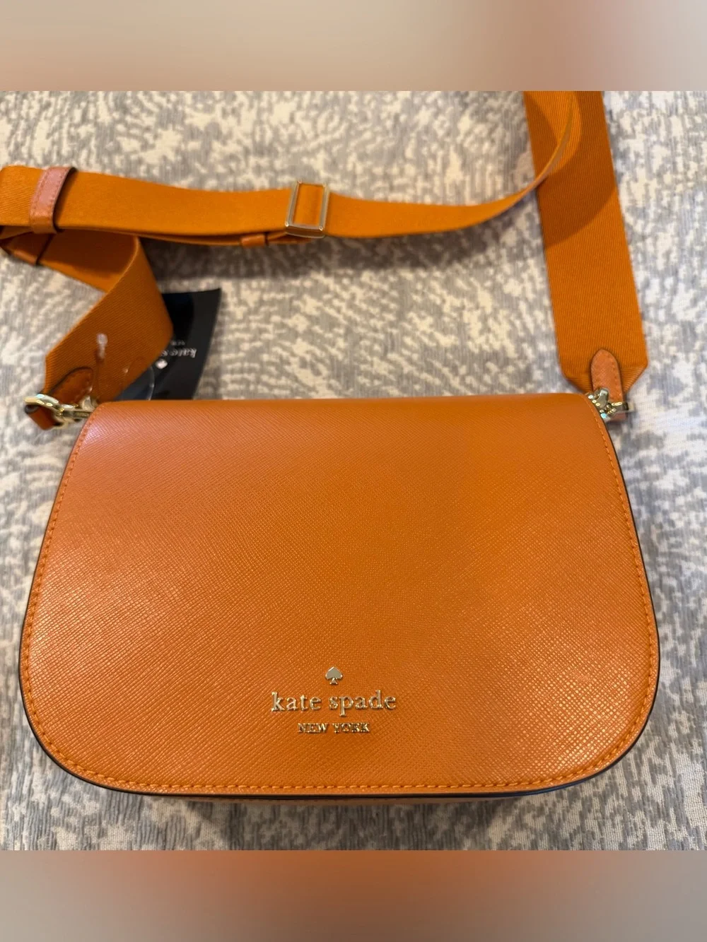 kate spade Orange Saffiano Crossbody with Gold Logo